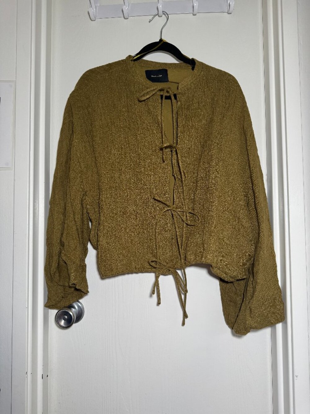 Massimo Dutti Linen Tie-Front Jacket Khaki Size S Gently Worn - Picture 2 of 7